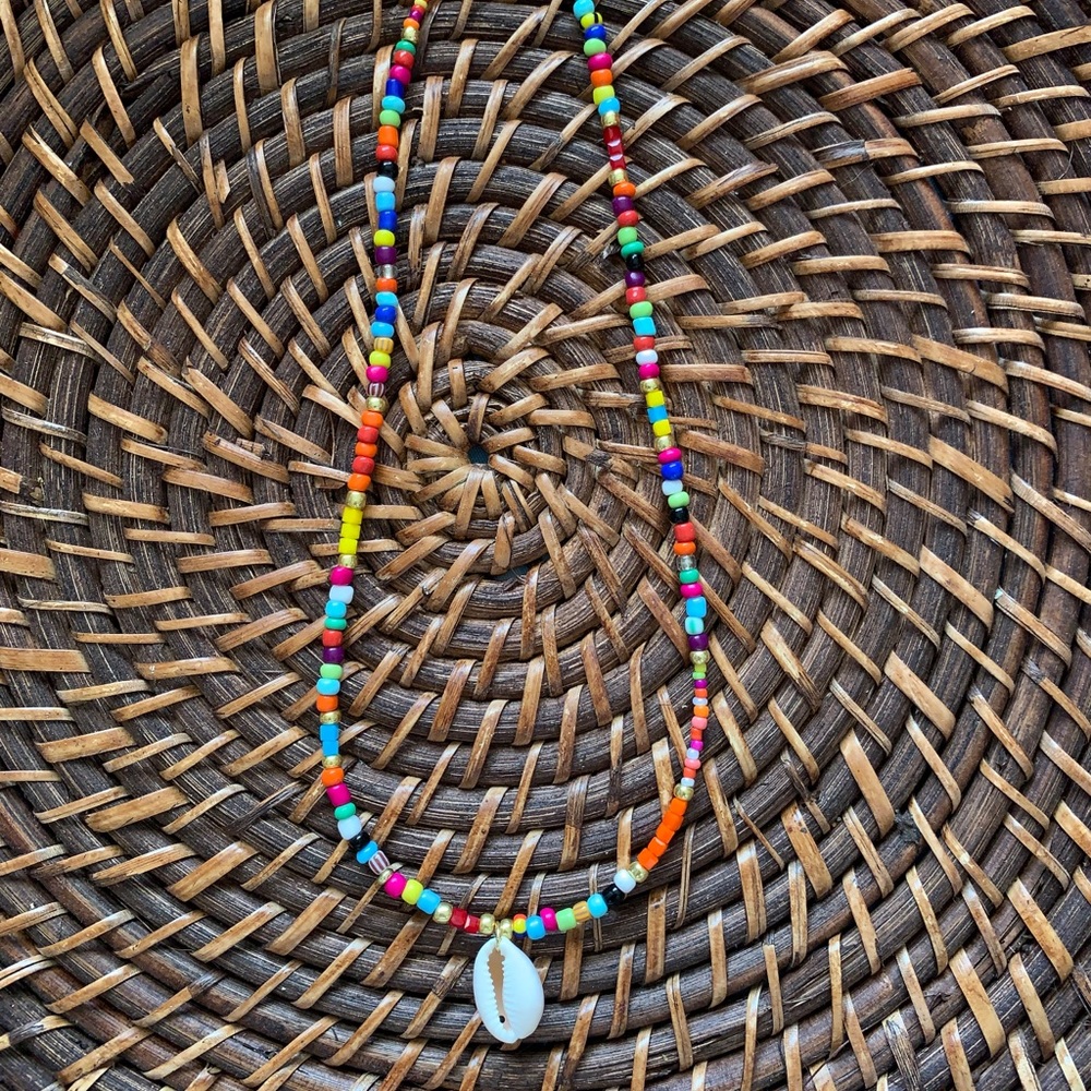 Multicolored cowrie shell necklace